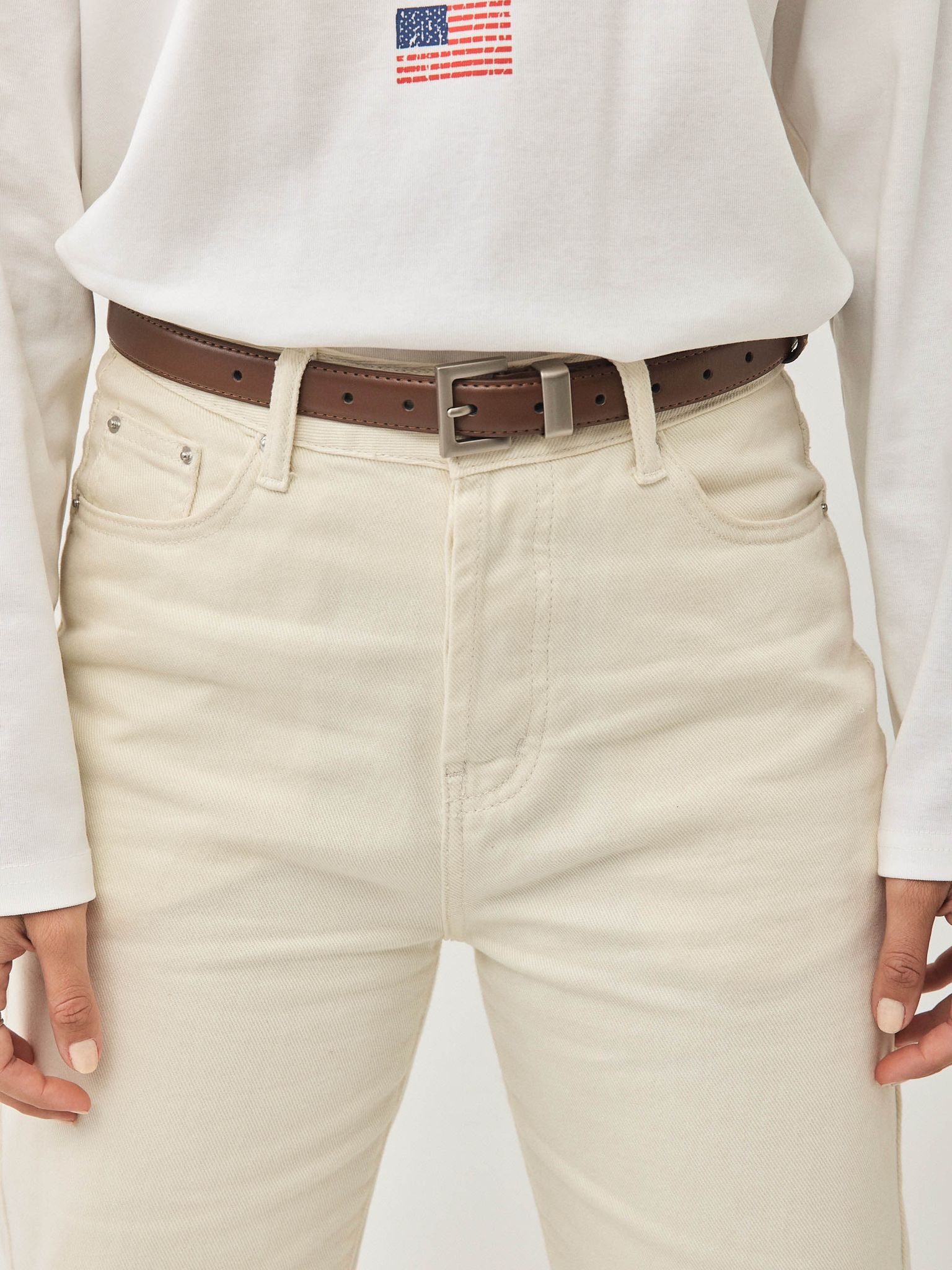 חגורת בלוברי עבה אבזם כסוף