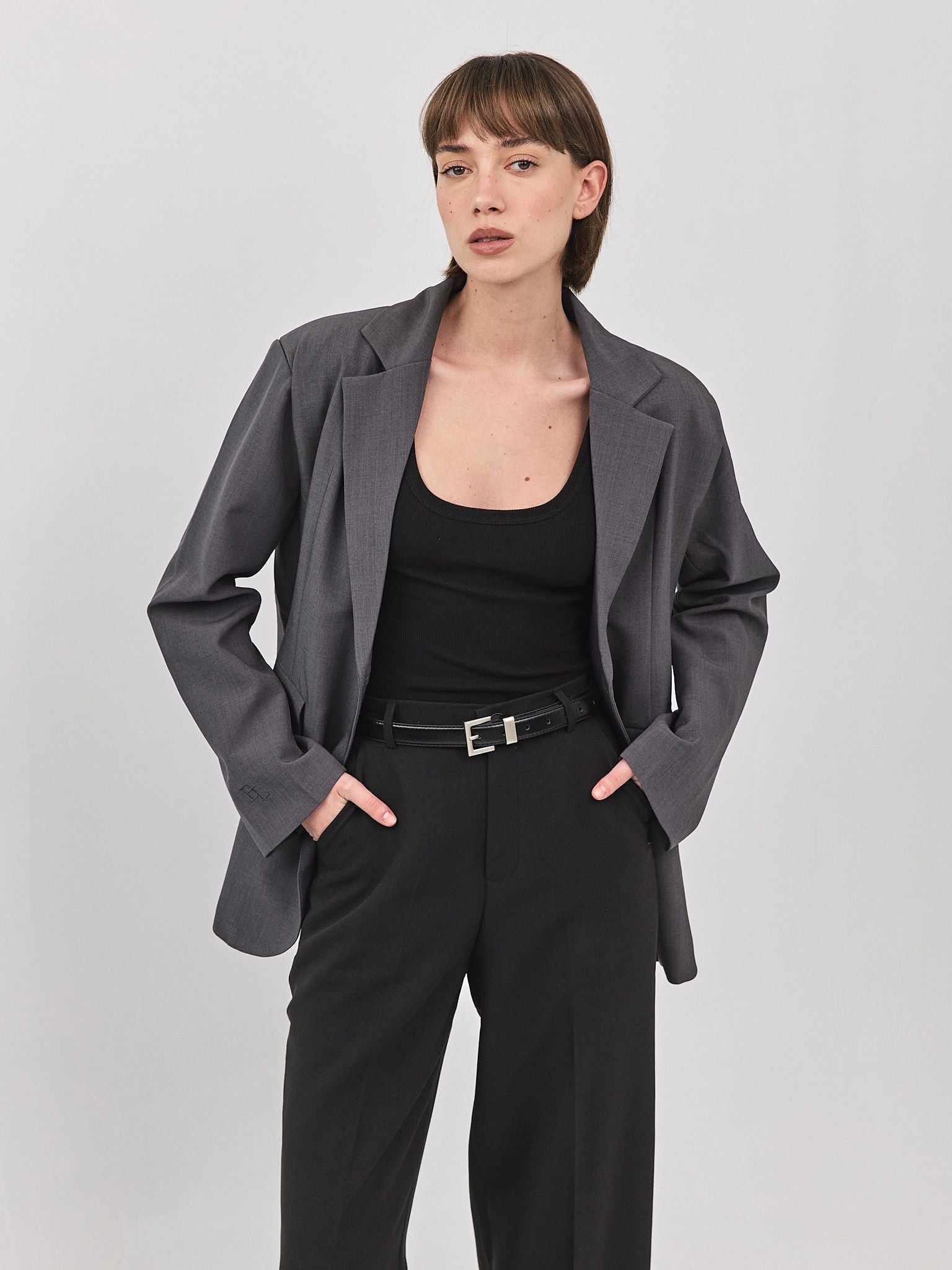 חגורת בלוברי עבה אבזם כסוף