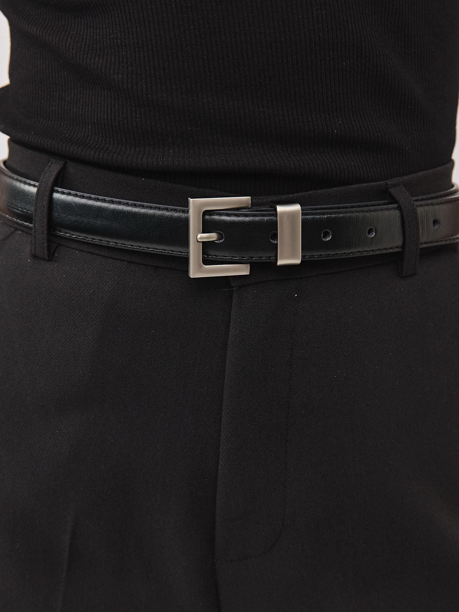 חגורת בלוברי עבה אבזם כסוף