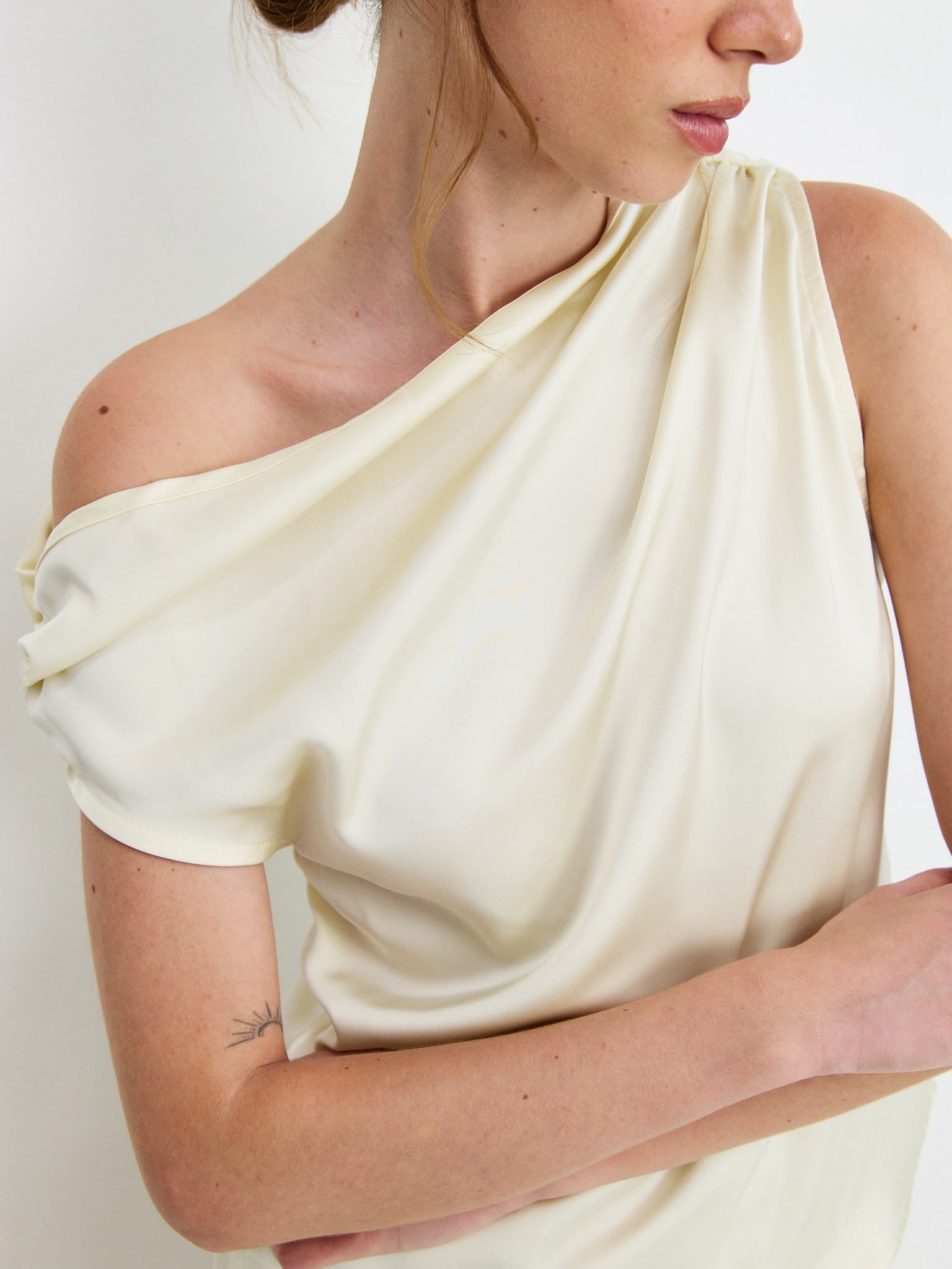 Clara One-Shoulder Satin Top