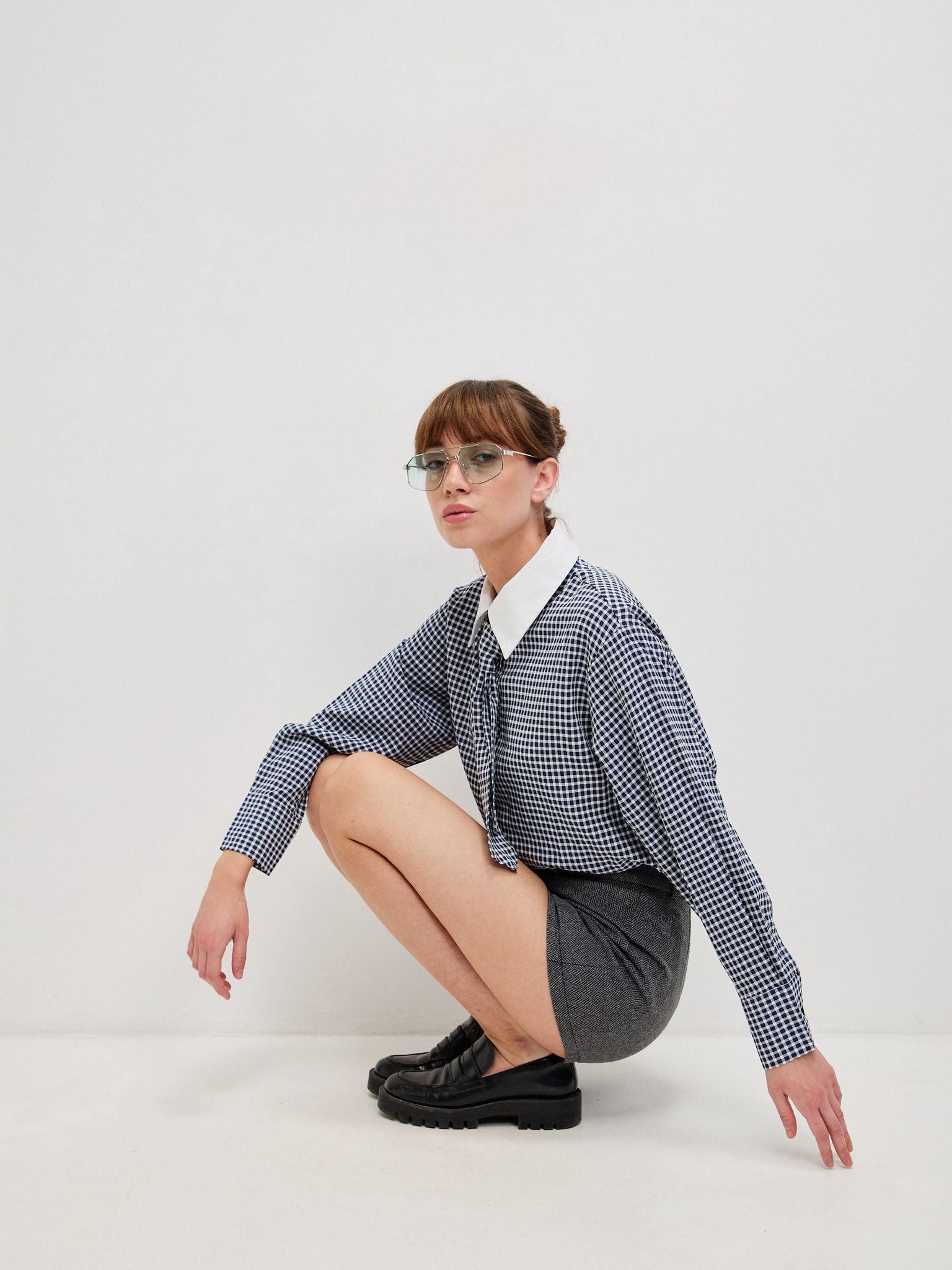 מכופתרת מארי משבצות + עניבה